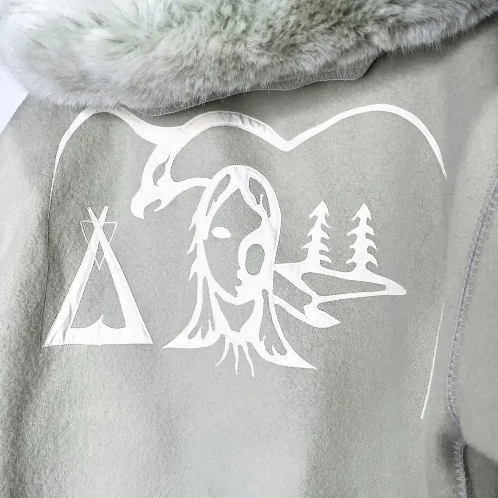 Lundstrom Laparka 100% Wool Coat Guardian Eagle Fur Vintage Parka